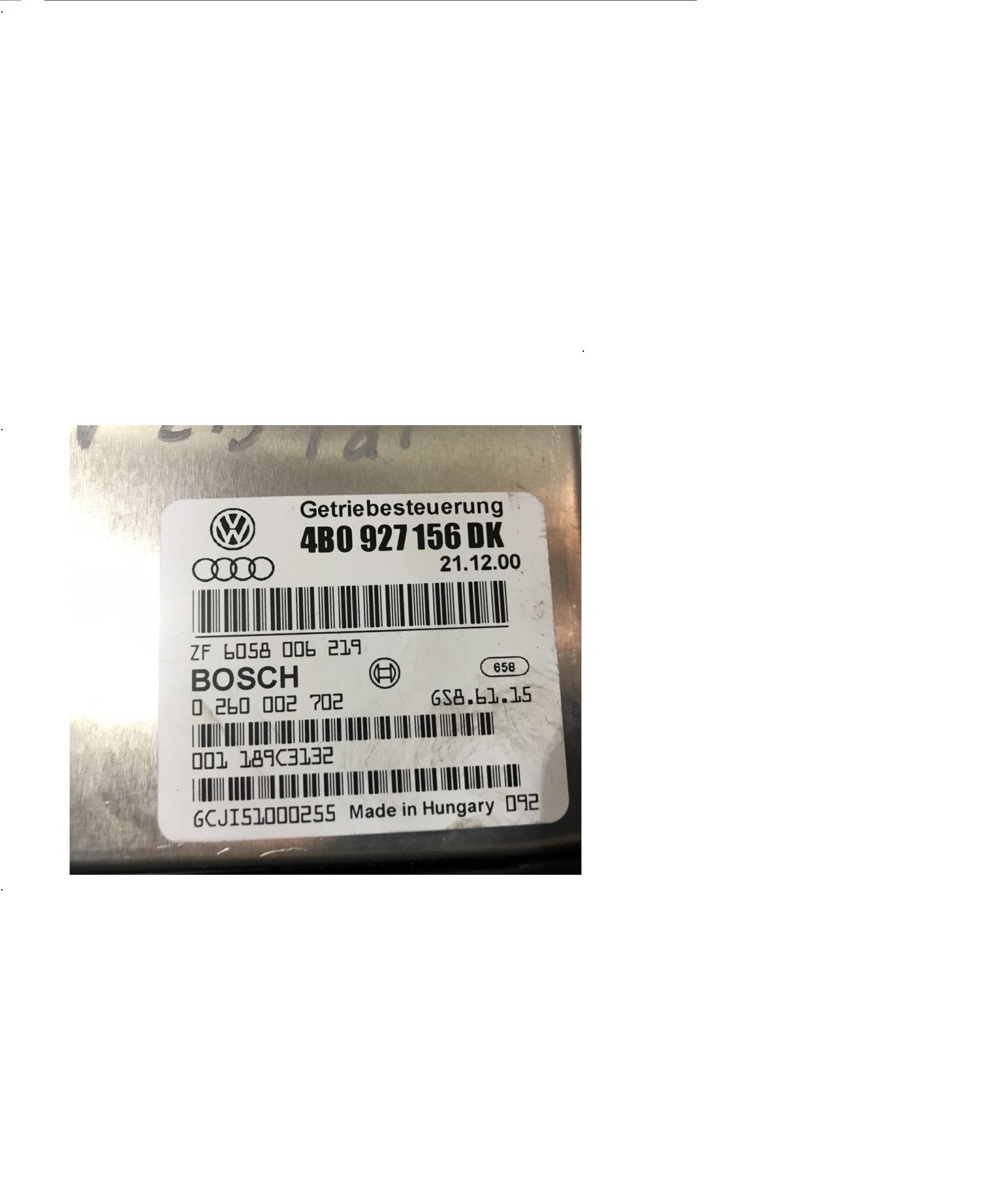 Блок управления двигателем (ECU) AUDI, VW 4B0927156DK